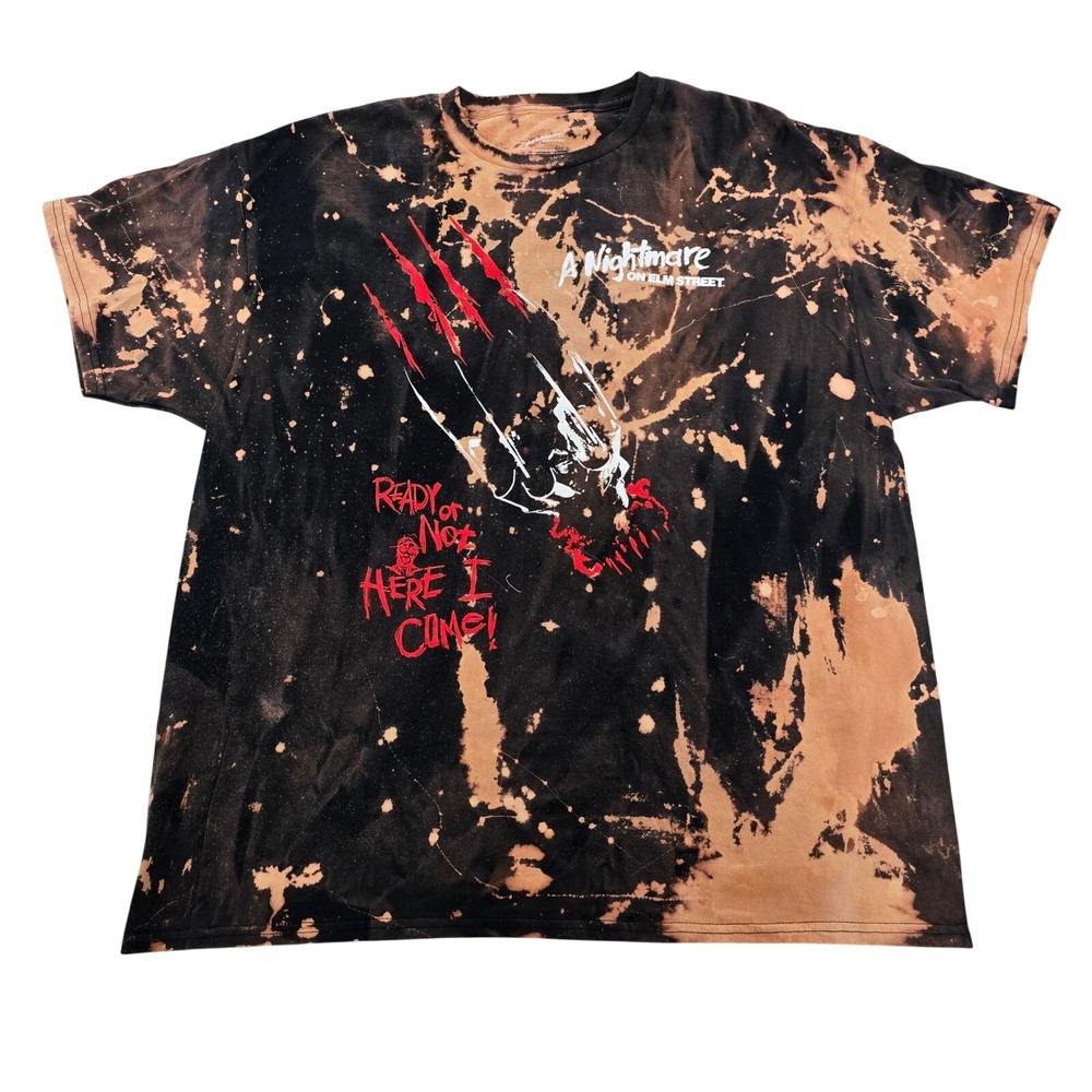 Nightmare on Elm Street Freddy Krueger‎ Bleach Dye T-Shirt XL Horror Graphic